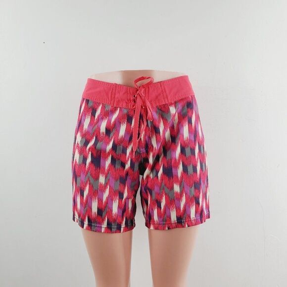 Prana Women's Pink Makenna Chevron Beach Surf Swim Board Shorts Size M - Picture 1 of 6